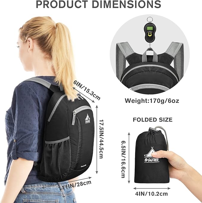 G4Free 16L Hiking Daypack, Lightweight Packable Small Backpack - Image 3
