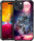 for iPhone 15 Plus Case, Star Two Wolfs Howling Pattern Graphic Design Girl Boy by FKBRCL4U