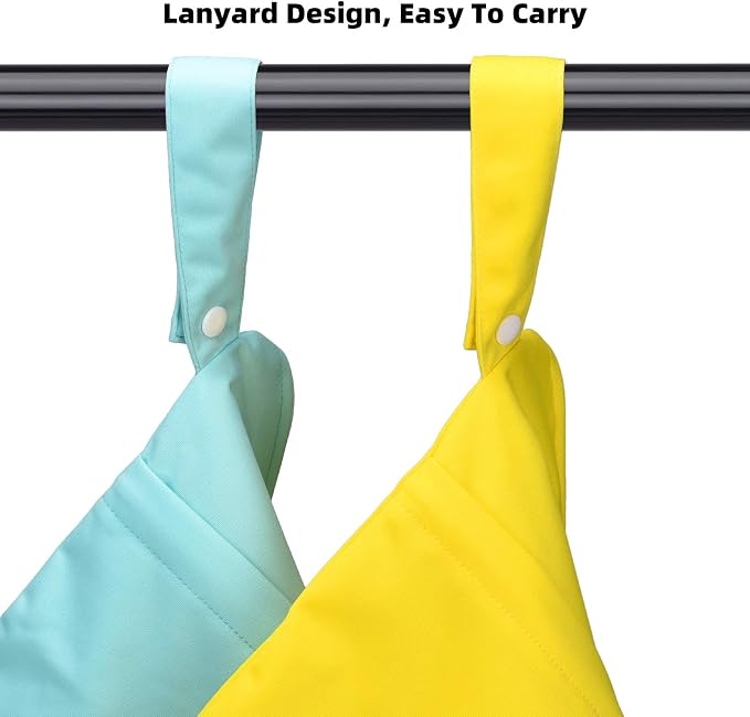 Waterproof Wet Dry Bags with Two Pockets 2-Pack Cloth Diaper Travel Organizer - Image 2