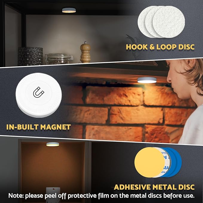 DAZZY DOT Rechargeable Puck Lights 2 Pack, Magnetic Tap Light 1000mAh Battery - Image 4