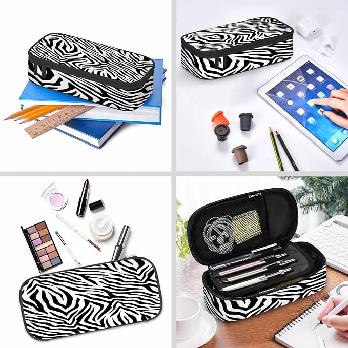 Black White Stripes Pencil Case Organizer Zebra Animal Skin Artwork Texture - Image 6