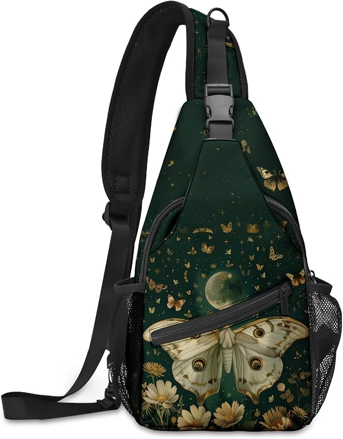 FyLybois Moth Sling Bag for Women Lightweight Crossbody Backpack Casual Daypack by FyLybois