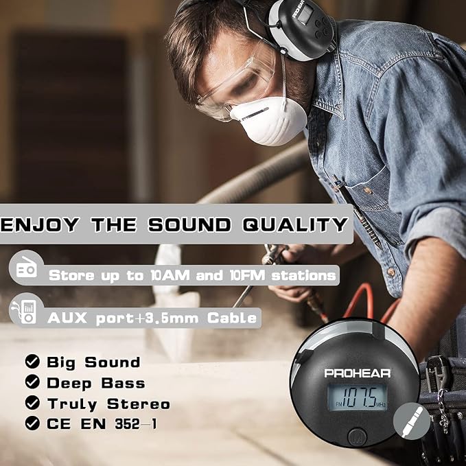 PROHEAR AM FM Digital Ear Protection 25dB NRR Audio Headphones, Noise Reduction - Image 4