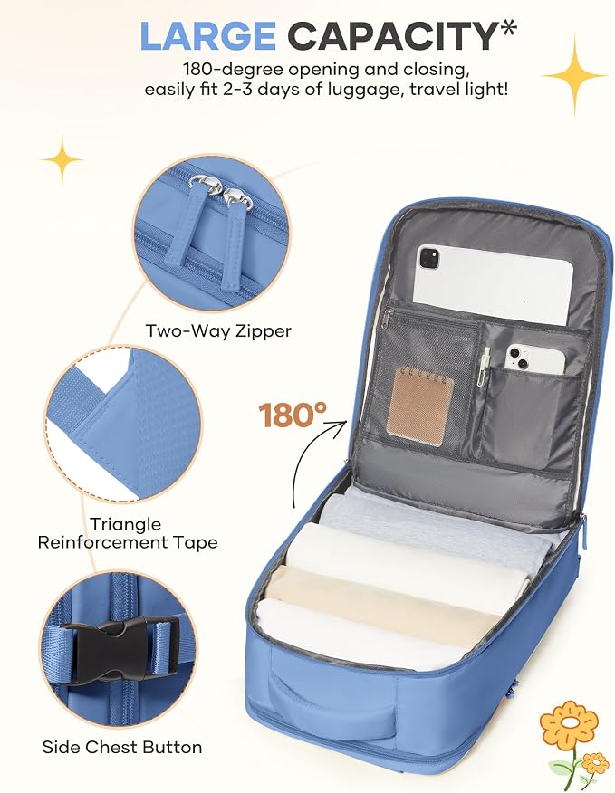 coofay Large Travel Backpack For Women Men Airline Approved Carry On Backpack - Image 4