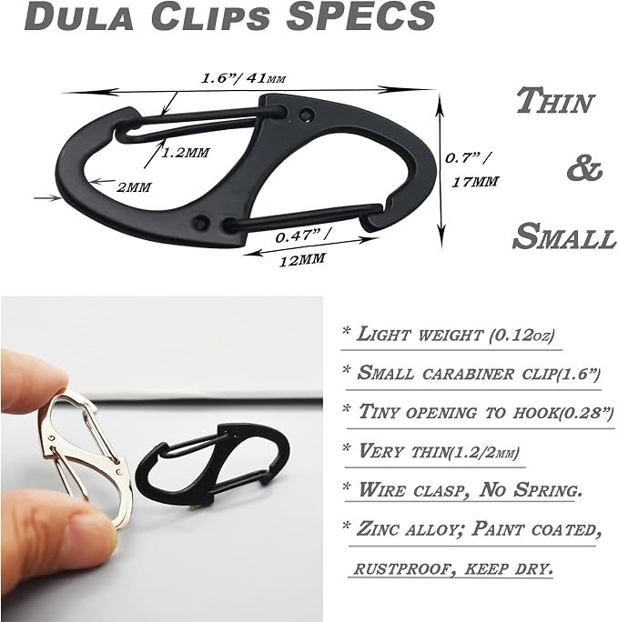 Small Carabiner Clips 1.6 inch Metal Double Sided Spring Gate Snap Hooks - Image 5