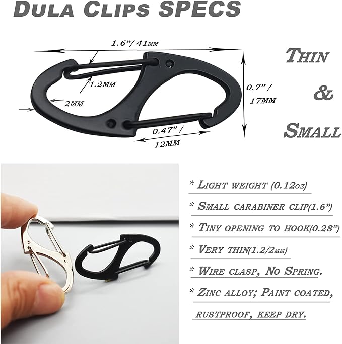 Small Carabiner Clips 1.6 inch Metal Double Sided Spring Gate Snap Hooks - Image 5