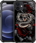 for iPhone 12 Mini Case, Entwined Rose Snake Pattern Graphic Design Girl Boy by FKBRCL4U