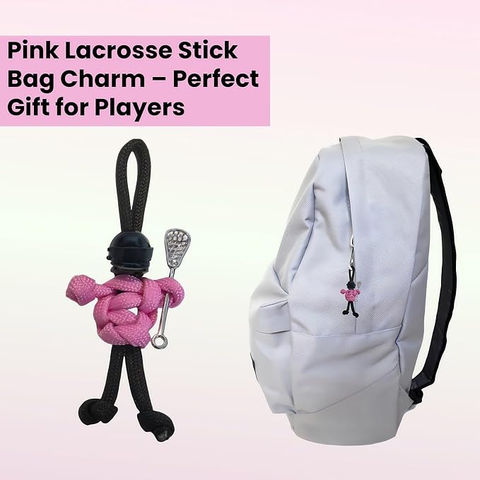 Lacrosse Keychain with Stick | Paracord Buddy Backpack Charm | Sports Zipper - Image 3