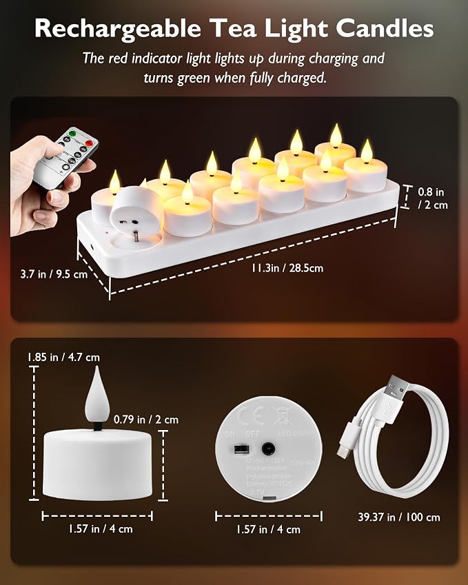 Homemory Rechargeable Tea Lights Flameless Candles - Image 6