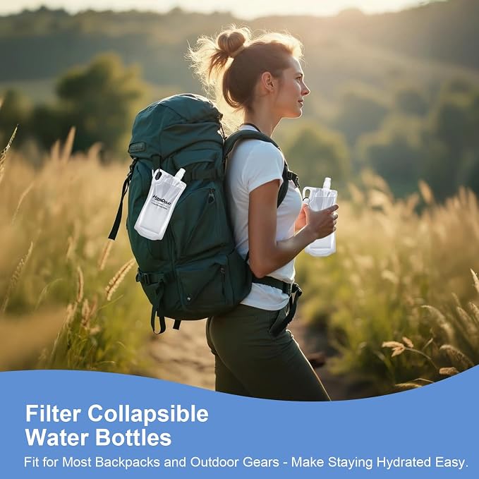 2 Pack Collapsible Water Bottles, 1L Hiking Water Flasks - 33oz BPA-Free - Image 5