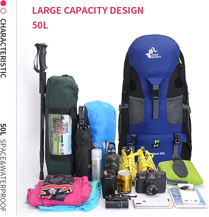 Bseash 50L Hiking Backpack, Water Resistant Lightweight Outdoor Sport Daypack - Image 9