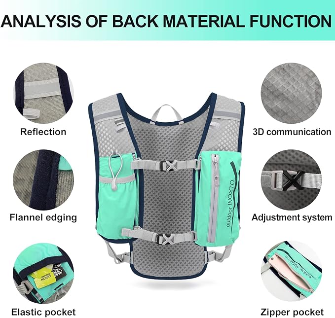 INOXTO Running Hydration Vest Backpack, Lightweight Insulated Pack - Image 3