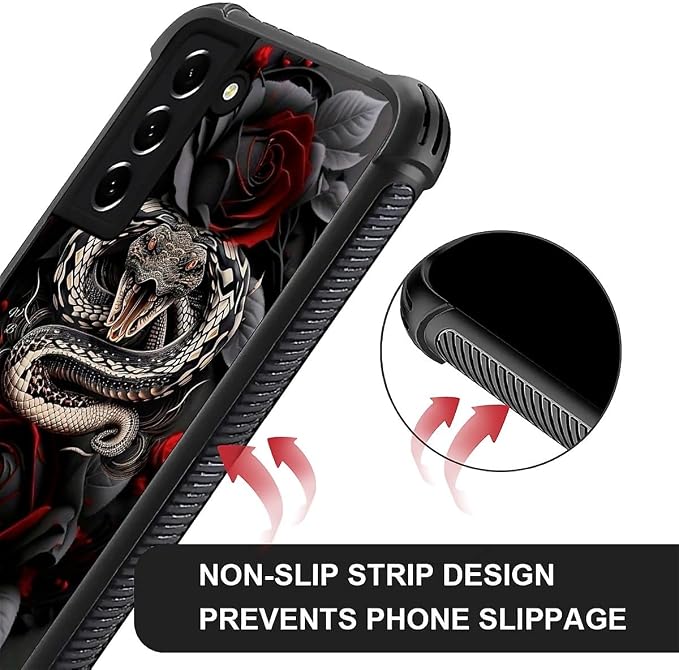 for Samsung Galaxy S21 FE Case, Entwined Rose Snake Pattern Graphic Design Girl - Image 6