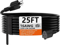 HUANCHAIN 25 FT 16 Gauge Black Indoor Outdoor Extension Cord Waterproof by huanchain