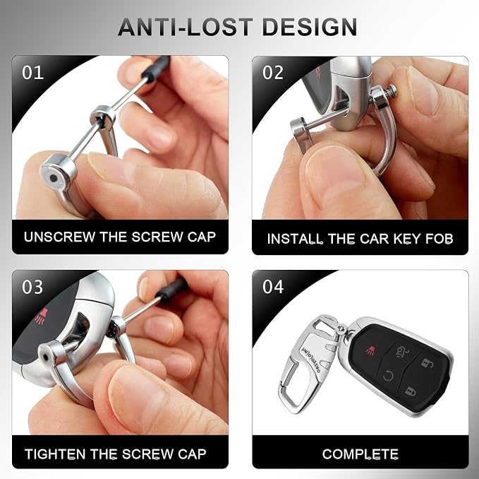 Keychain with Carabiner Clip, 4 Heavy Duty Key Rings and D Ring - Image 9