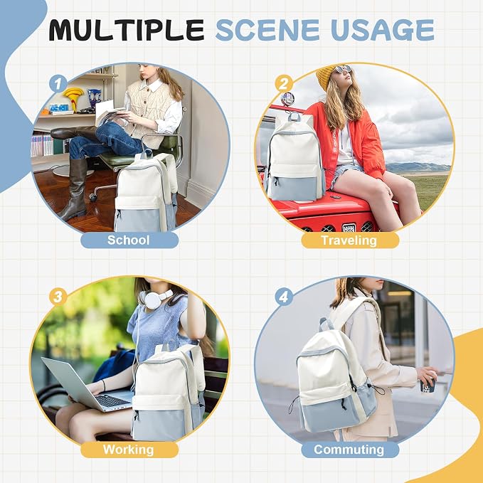 BJLFS Blue White Backpack for Women Men, Gym Backpack for Women Foldable - Image 5