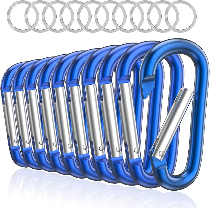 sprookber 3" Aluminum Carabiner D Ring, Caribeener Clips, Spring Snap Hook by Sprookber