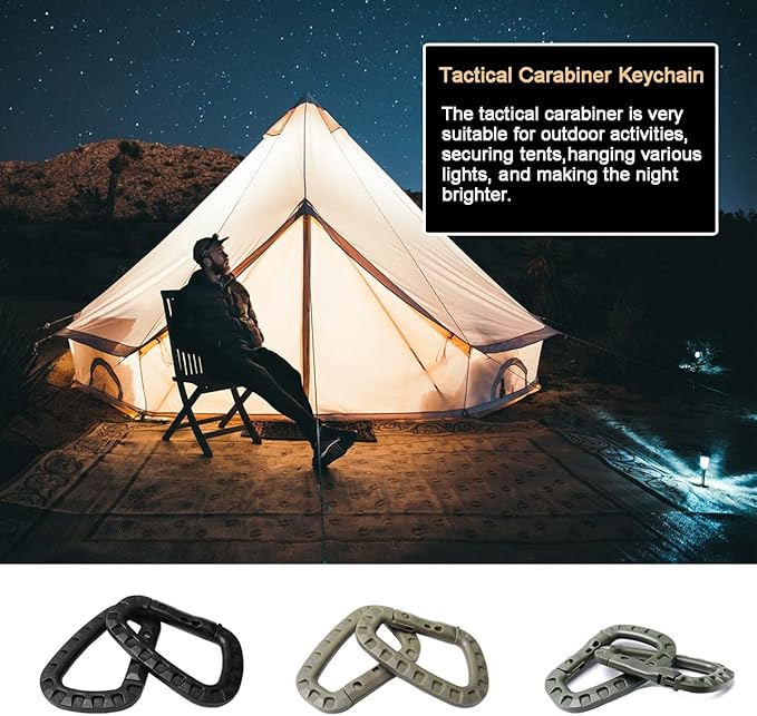 Tactical Gear Carabiner Keychain Clip Plastic D-Rings Large Key Chain Heavy - Image 5