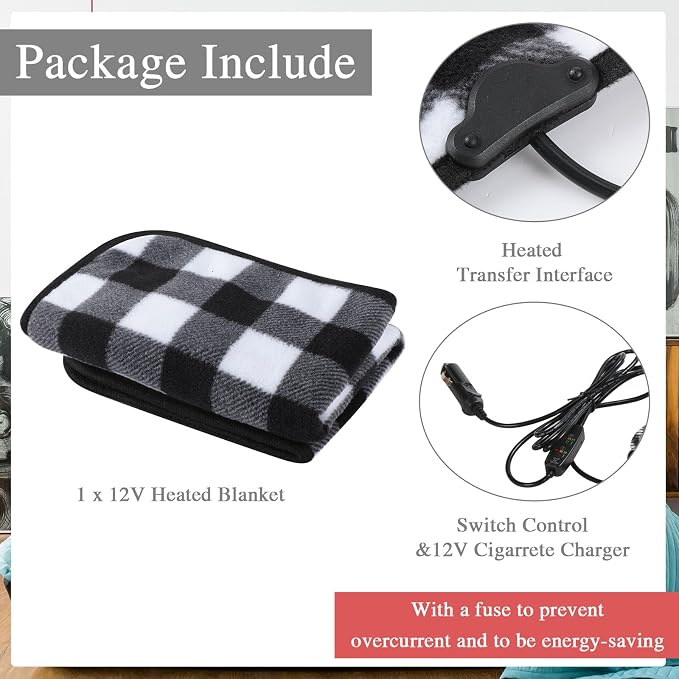 Tuanse 16 x 16 Inches Car Electric Blanket 12 Volt Heated Car Blanket - Image 3