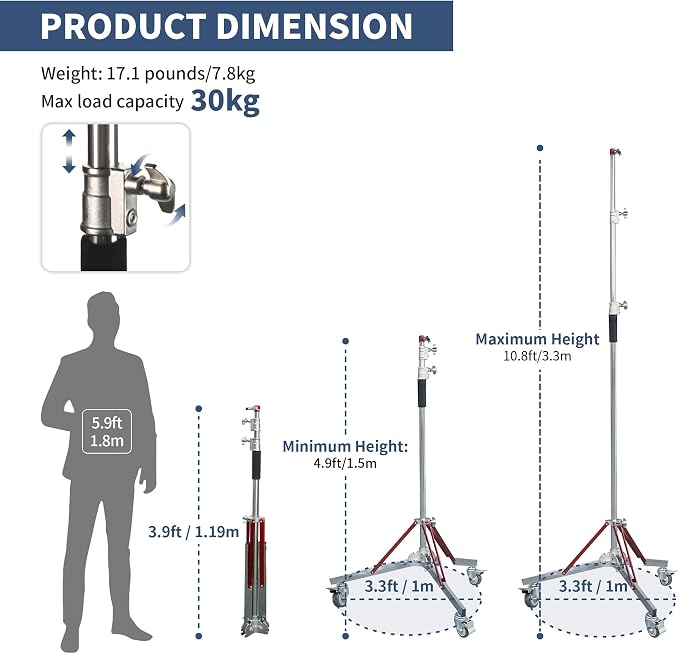 Kate Heavy Duty 10.8ft Light Stand - Image 3