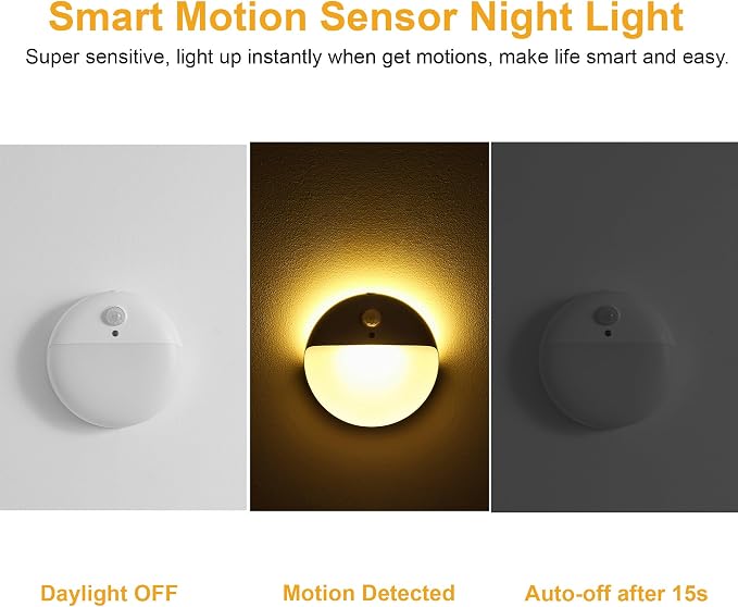 YUNLEX 2 Pack Motion Sensor Night Light, 3 Lighting Modes, Stepless Dimming - Image 3