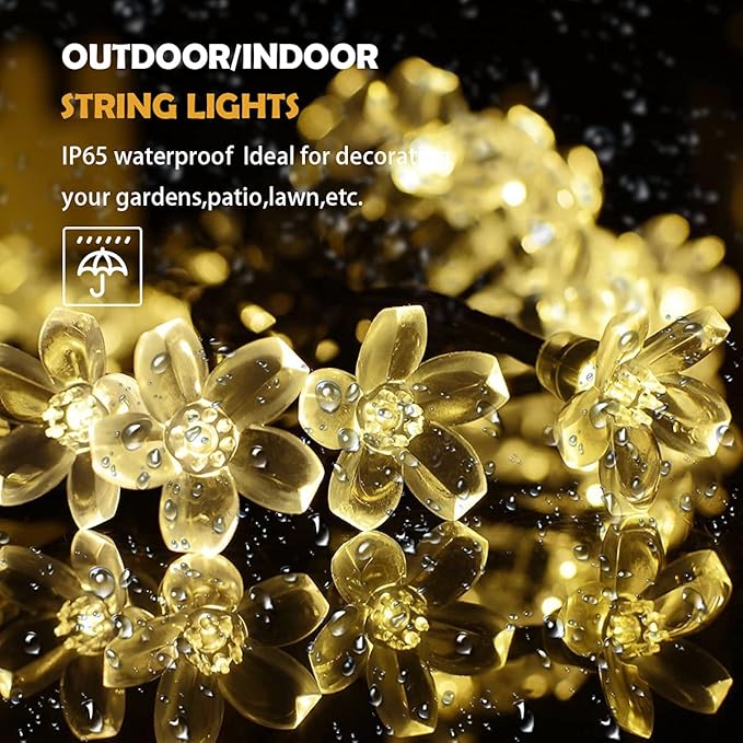 ITICdecor Solar Flower String Lights Outdoor Waterproof 50 LED Fairy Light - Image 2