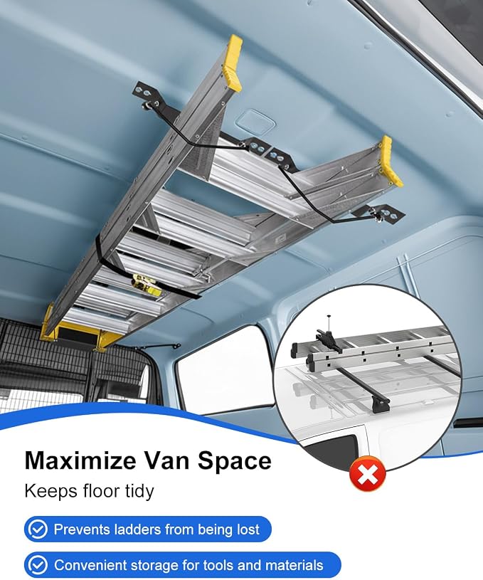 Van Interior Ladder Storage Holder, Adjustable Internal Ladder Rack Fit - Image 4