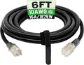 POWGRN 6 Ft 10AWG Black Outdoor Extension Cord Waterproof Heavy Duty 10 Gauge 3 by POWGRN