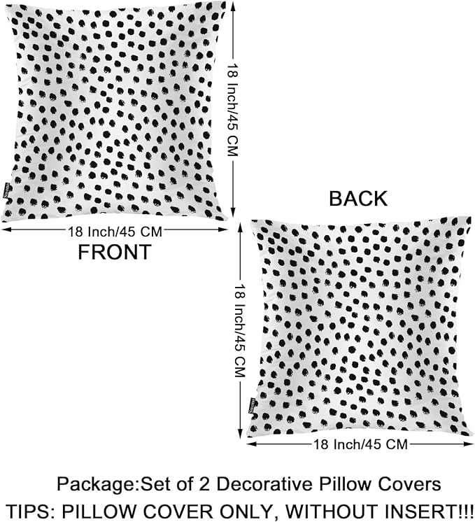 Swono Polka Dots Decorative Throw Pillow Covers Pack of 2, Abstract Messy Black - Image 6