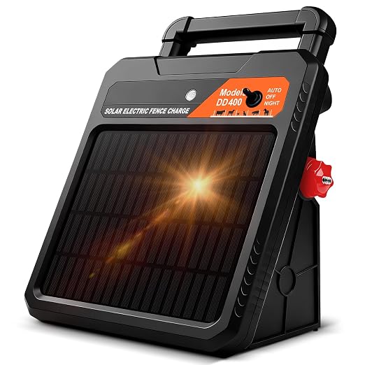 20 Mile Solar Electric Fence Charger, 0.4J Output Solar Fence Kit 10.2 KV Max by Unknown
