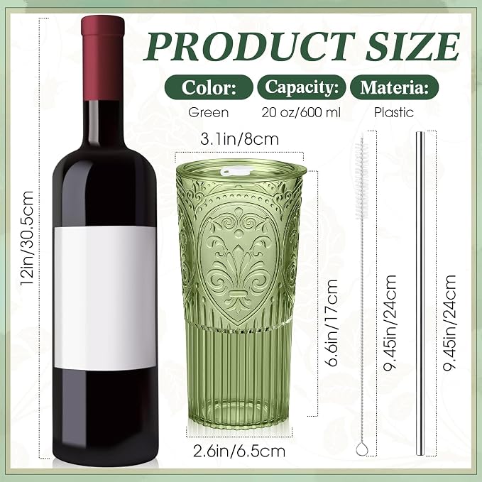 8 Set 20oz Vintage Plastic Tumbler - Image 2