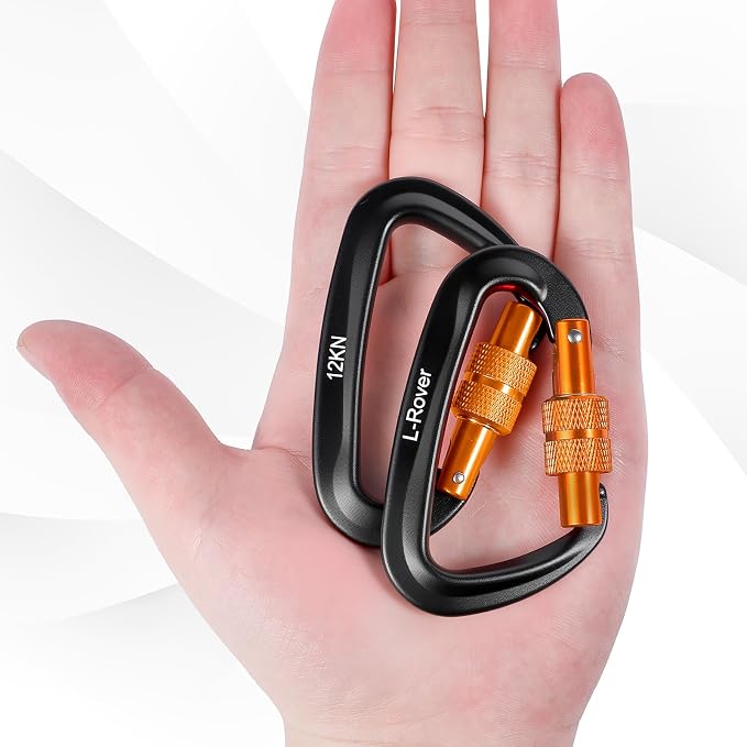 3 Heavy Duty Carabiner Clips 12kN-Lightweight Locking Carabiners - Image 2
