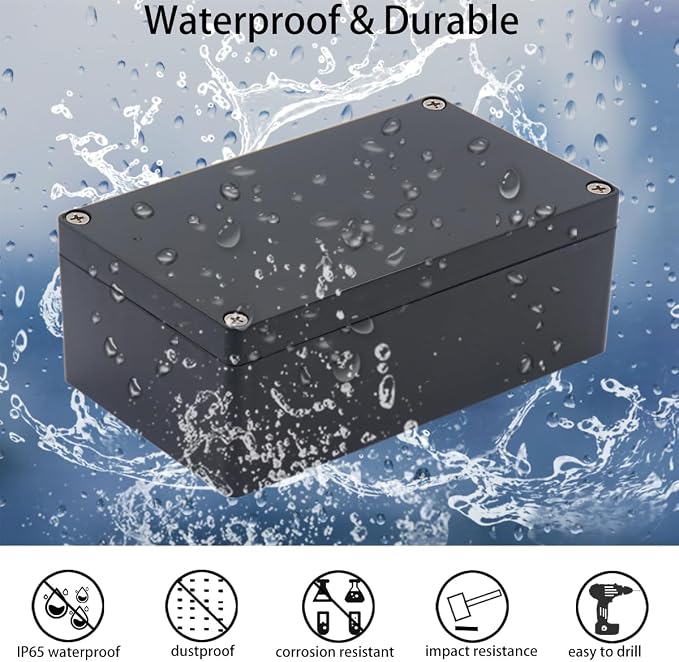 2 Pack Project Box IP65 Waterproof Junction Box ABS Plastic Black Electrical - Image 6