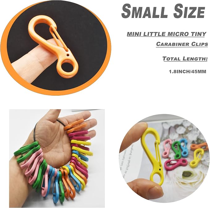 Mini Carabiner Clips with Metal Spring Wiregate Hook and Little Eye Hole - Image 5