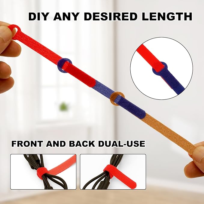 150PCS Cable Ties，4+6+8+10 Inch Reusable Cable Management - Image 3