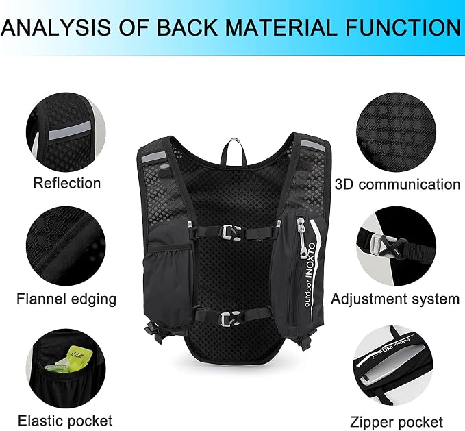 INOXTO Running Hydration Vest Backpack, Lightweight Insulated Pack - Image 3