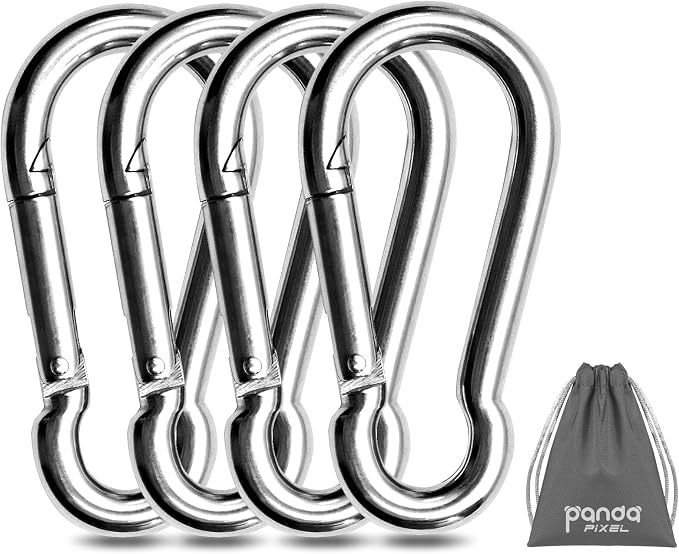 Pixel Panda 3.1&4 Inch Heavy Duty Carabiner Clips Load 1000lbs, 2&4&8Pack Large by PixelPanda