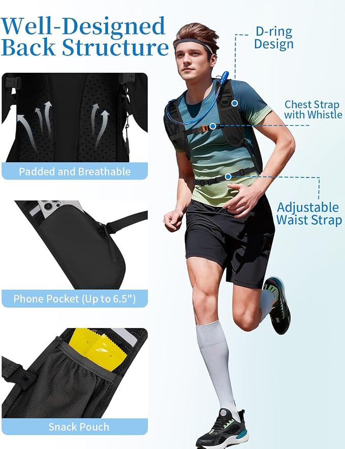 Hydration Backpack with 2L Water Bladder, Hiking Water Backpack - Image 6