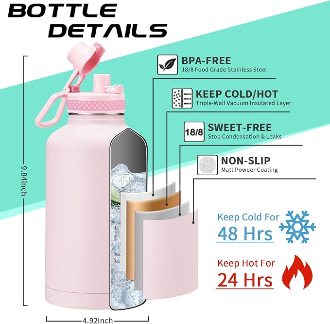 Half Gallon Water-Bottle with Straw - Image 3