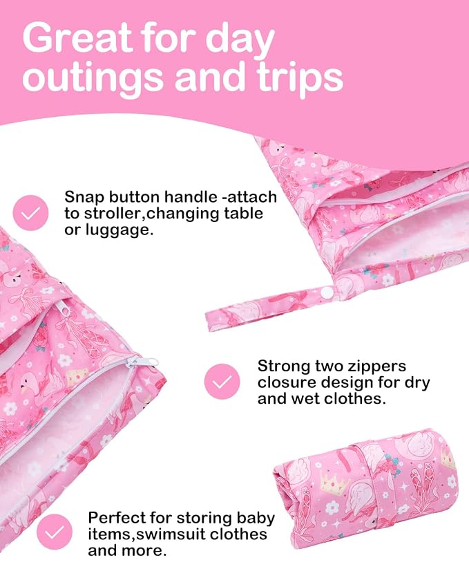 ALVABABY 3 pcs Cloth Diaper Wet Dry Bags Waterproof Reusable - Image 4