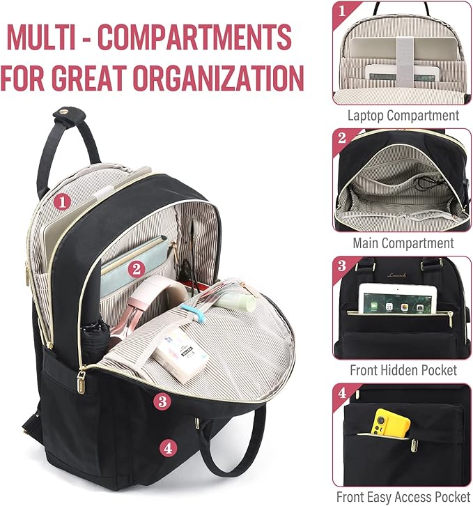 LOVEVOOK Laptop Backpack for Women 15.6 Inch Laptop Bag - Image 2