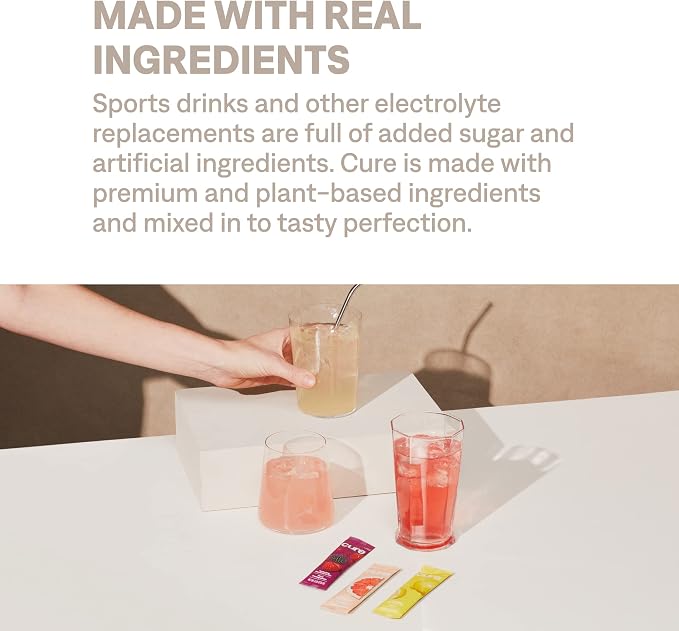 Cure Hydration | Plant-Based Electrolyte Drink Mix | No Added Sugar | FSA-HSA | - Image 6
