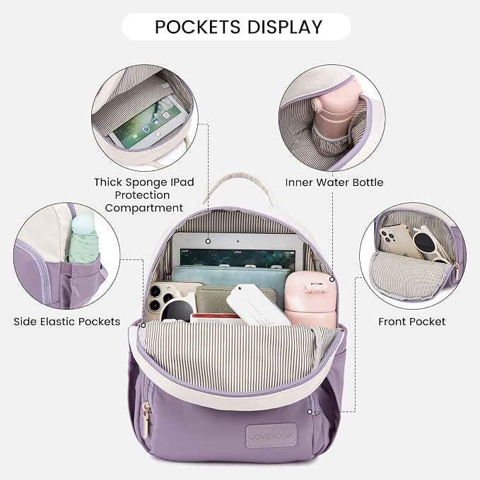 LOVEVOOK Mini Backpack for Women Light Weight Small Waterproof Backpack Purses - Image 4