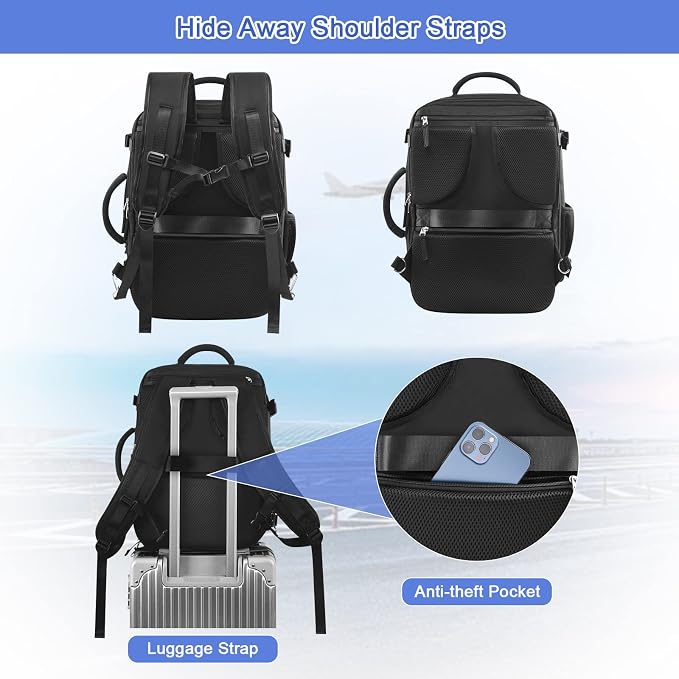 Sinaliy Large Travel Backpack for Women Men, Expandable 40L Carry On Backpack - Image 4