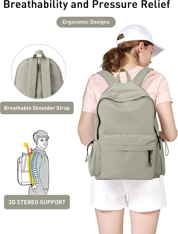 BJLFS Green School Backpack for Girls Water Resistant High School Book Bag - Image 3