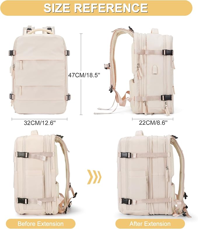 Expandable Travel Backpack For Women Men Airline Approved Personal Item - Image 2