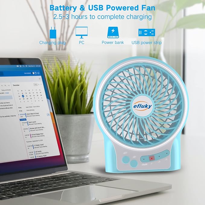 efluky 3-Speed Mini Desk Fan - Image 2
