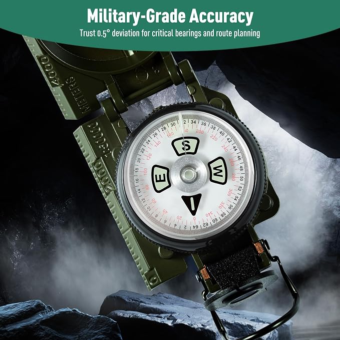 Eyeskey Multifunctional Military Sighting Navigation Compass Impact Resistant & - Image 3