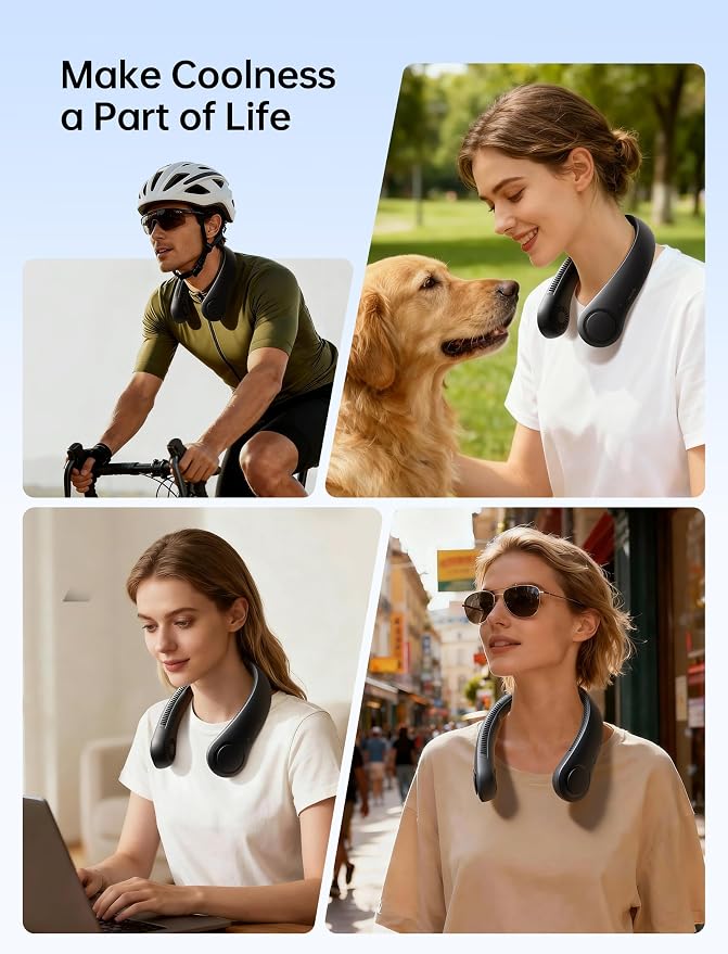 JISULIFE Portable Neck Fan, Hands-Free Bladeless, 5 Speeds, 4000 mAh Battery - Image 8