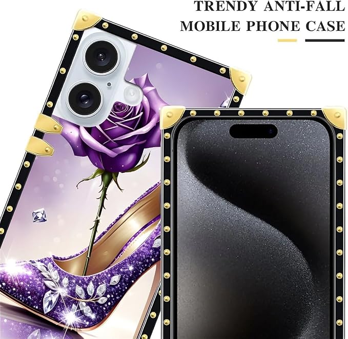 Compatible with iPhone 16 Plus Case, High Heeled Purple Diamond Rose Luxury - Image 5